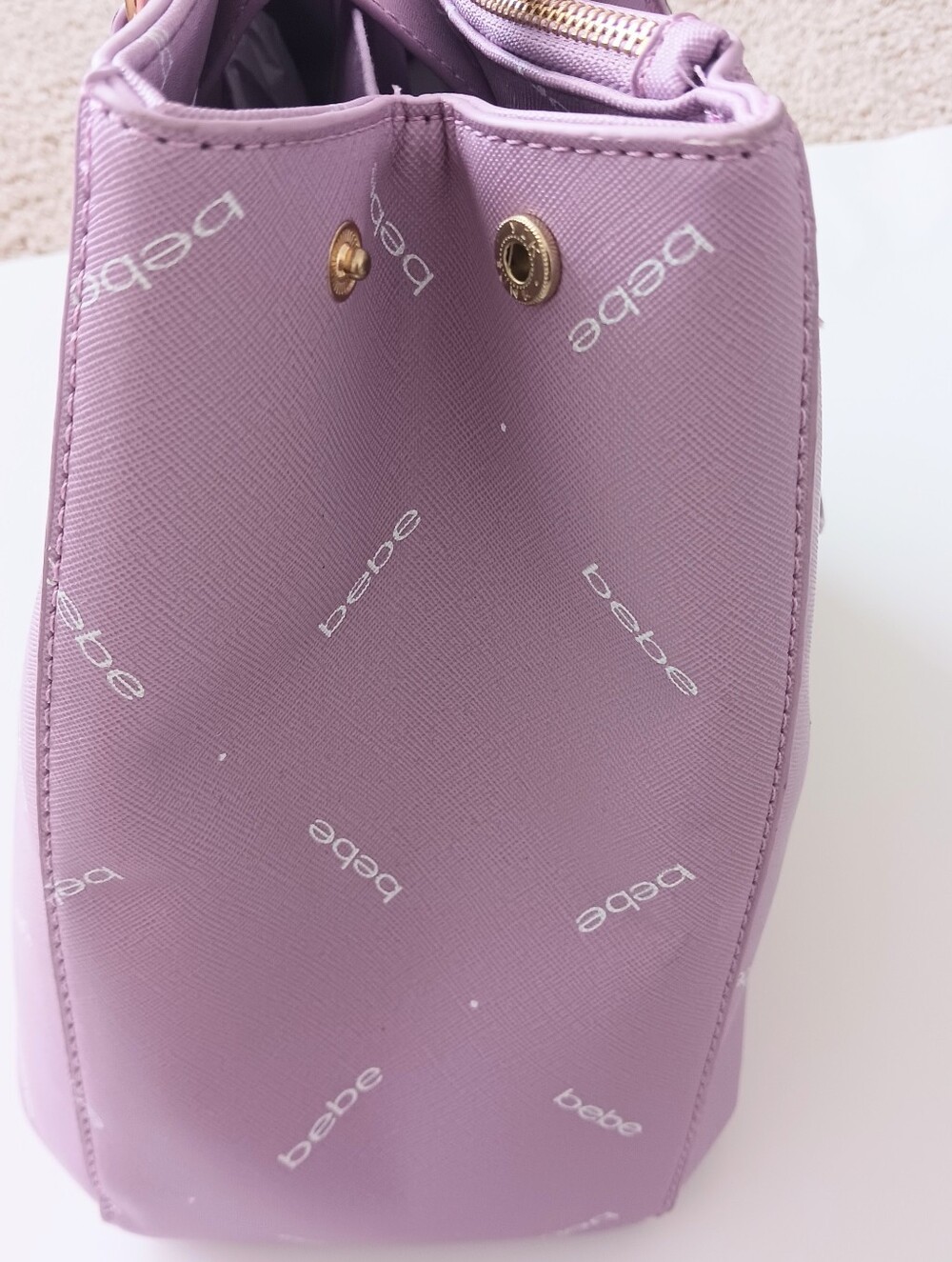 NWT bebe Jasmine Triple Entry Lilac Women's Large Satchel - Picture 3 of 11